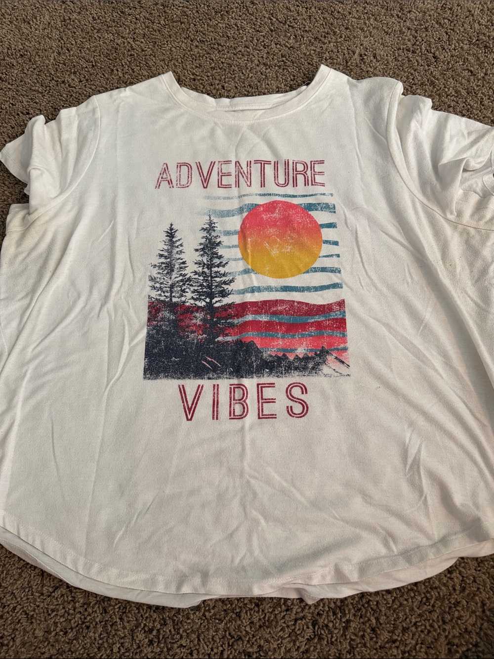 Maurices White 'Adventure Vibes' Graphic Tee with Sunset Print